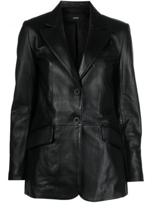 Klasická viskózová kožená bunda s knoflíky Arma - černá