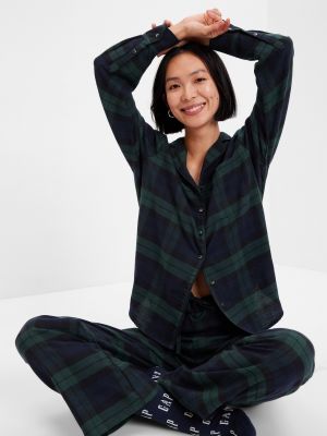 Kockované pyžamo Gap zelená
