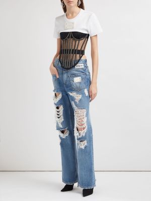 Voľné roztrhané džínsy s vysokým pásom Dolce & Gabbana