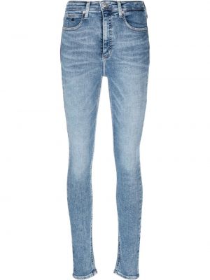 Siuvinėtos skinny fit džinsai Calvin Klein Jeans mėlyna