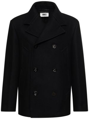 Płaszcz wełniany filcowy Mm6 Maison Margiela czarny