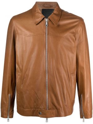 Kožna jakna s patentnim zatvaračem Giorgio Brato smeđa