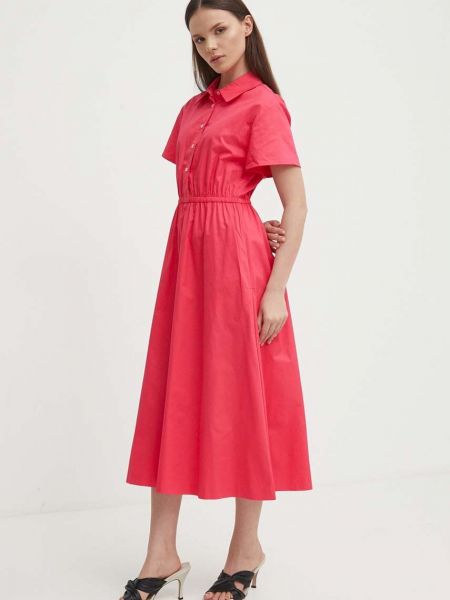 Хлопковое платье миди United Colors Of Benetton розовое
