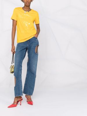 Camiseta con estampado Moschino amarillo