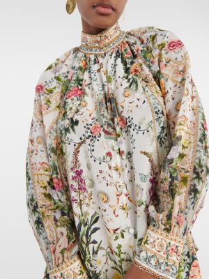 Blusa de seda de flores de crepé Camilla