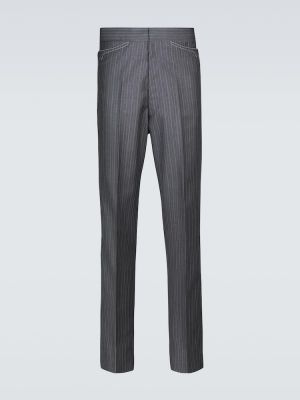 Pruhované vlnené klasické nohavice Maison Margiela sivá