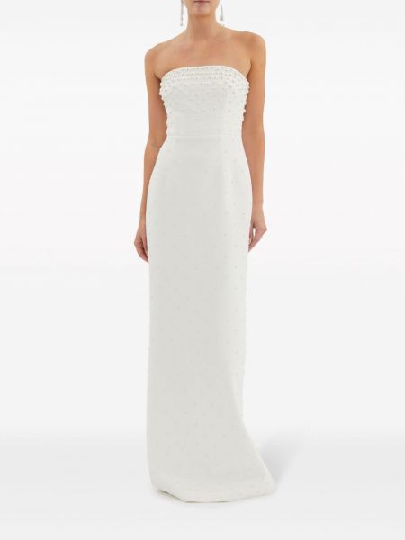 Večerní šaty s perlami Rebecca Vallance bílé