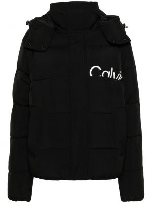 Džínová bunda s potiskem Calvin Klein Jeans černá