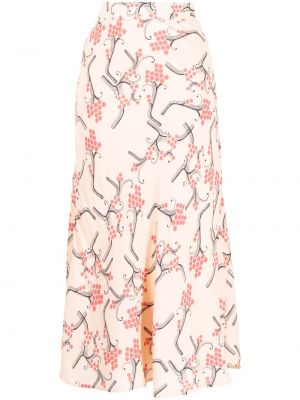 Midi suknja s printom Paule Ka ružičasta