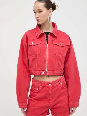 Červená oversized džínová bunda Moschino Jeans