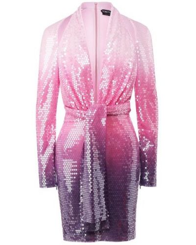 Платье с пайетками Tom Ford розовое