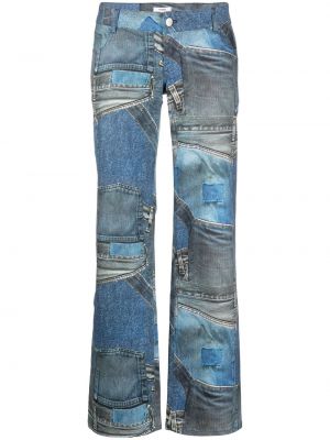 Bavlněné rovné kalhoty s páskem Miaou - modrá