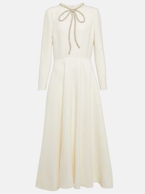 Robe mi-longue à imprimé en crêpe Valentino blanc