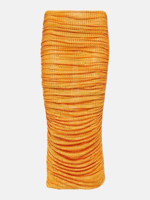 Jupe mi-longue à imprimé Self-portrait orange