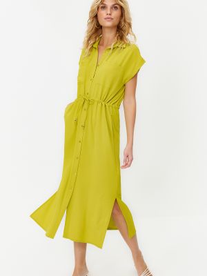 Pletena midi haljina s džepovima Trendyol zelena