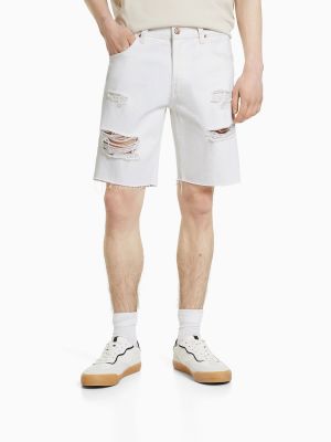 Shorts en jean Bershka blanc
