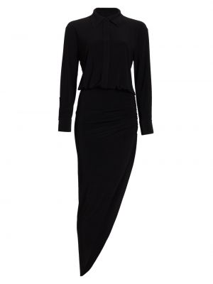 Асимметричное платье миди с драпировкой Norma Kamali черное