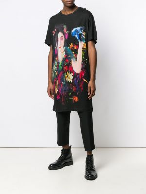 Oversized tričko s potiskem Yohji Yamamoto černé