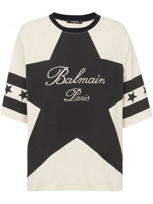 Памучна тениска с принт Balmain