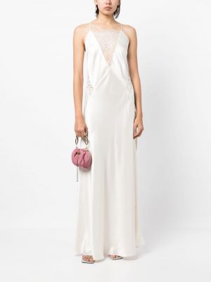 Nėriniuotas vakarinė suknelė be rankovių Michelle Mason balta