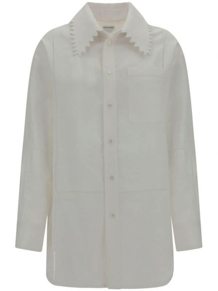 Lininė siuvinėta marškiniai Bottega Veneta balta