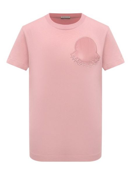 Розовая хлопковая футболка Moncler