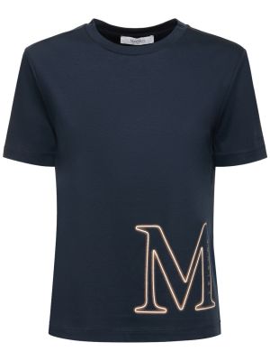 Bavlnené tričko modalové Max Mara modrá