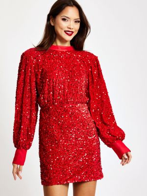 Платье мини с пайетками Liquorish красное