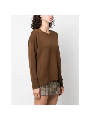 Sweter z okrągłym dekoltem Allude brązowy