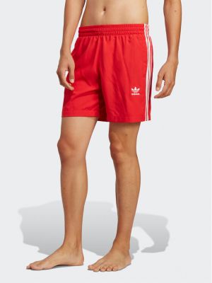 Pantaloni scurți cu dungi Adidas roșu
