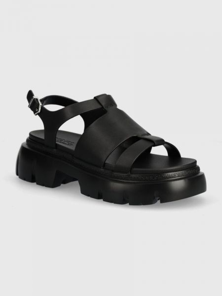 Kožené sandály na platformě Karl Lagerfeld černé