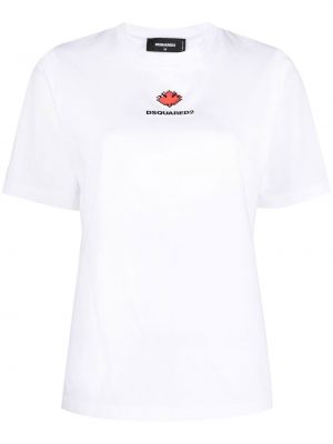 Bavlnené tričko s potlačou Dsquared2 biela