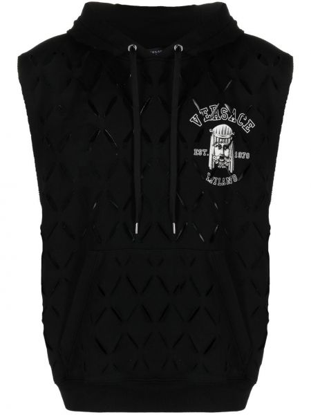 Pamut fleece ujjatlan kapucnis melegítő felső Versace - fekete