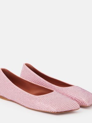 Szatén balerina cipők Amina Muaddi rózsaszín