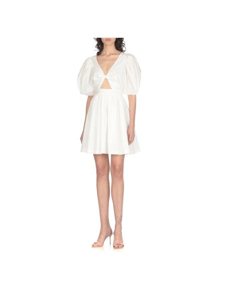 Mini vestido con lazo de algodón con escote v Rotate Birger Christensen blanco