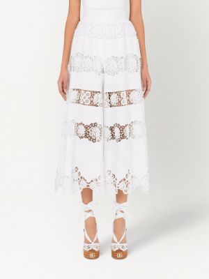 Prolamované culottes s výšivkou Dolce & Gabbana bílé