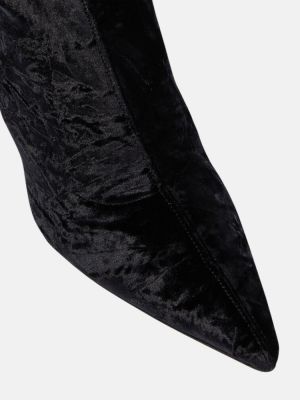 Žametne gumijasti škornji iz rebrastega žameta Paris Texas črna