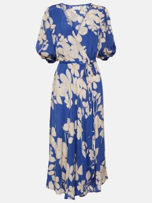 Aksamitna sukienka midi z nadrukiem Velvet niebieska