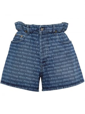 Shorts en jean à imprimé Miu Miu bleu