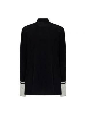 Blusa de seda plisada Victoria Beckham negro