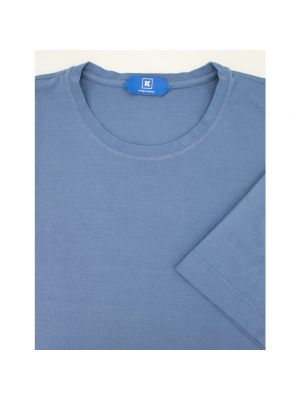 Camisa de algodón de cuello redondo Kiton azul