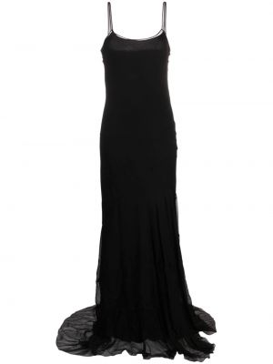 Šifonové dlouhé šaty bez rukávů Moschino černé
