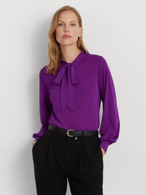 Blusa con lazo manga larga Lauren Ralph Lauren violeta