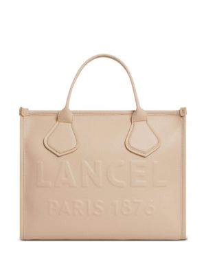 Usnjena nakupovalna torba Lancel bež