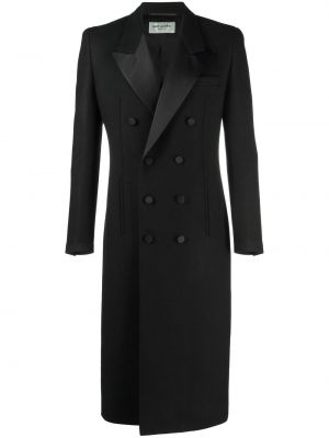 Копринено палто Saint Laurent черно