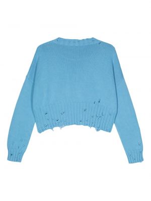 Sweter z przetarciami bawełniany Marni niebieski
