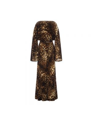 Vestido largo con estampado leopardo Roberto Cavalli marrón