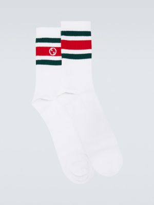 Pruhované bavlněné ponožky Gucci bílé