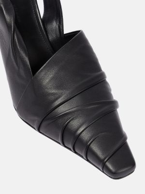 Кожени полуотворени обувки с отворена пета Khaite черно