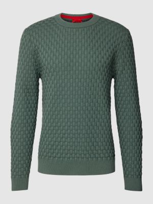 Dzianinowy sweter bawełniany Hugo zielony